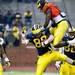 Quarterback Devin Gardner celebrates with tight end Jake Butt after scoring a touchdown during the Michigan spring football game on Saturday, April 13. AnnArbor.com I Daniel Brenner